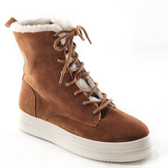 J/SLIDES Torrie Waterproof Suede Platform Faux Fur Lined Boots Brown - Picture 4 of 10